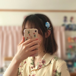 紫陽花ヘアアクセサリー/ヘアピン (全3色)　かぎ針刺繍 7枚目の画像