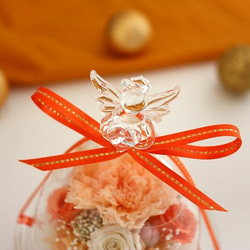 プリザーブドフラワー オレンジ 橙 薔薇エンジェルのガラス ブリザードフラワー 花カーネーション 2枚目の画像