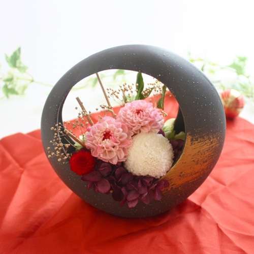 ☆新作☆プリザーブドフラワー 和風モダン 桃月 プリザ ブリザード