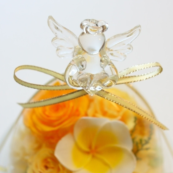プルメリア2(ナチュラル)天使1輪【プリザーブドフラワー】エンジェルのガラス花【ブリザードフラワー】結婚式ハワイ黄色 2枚目の画像
