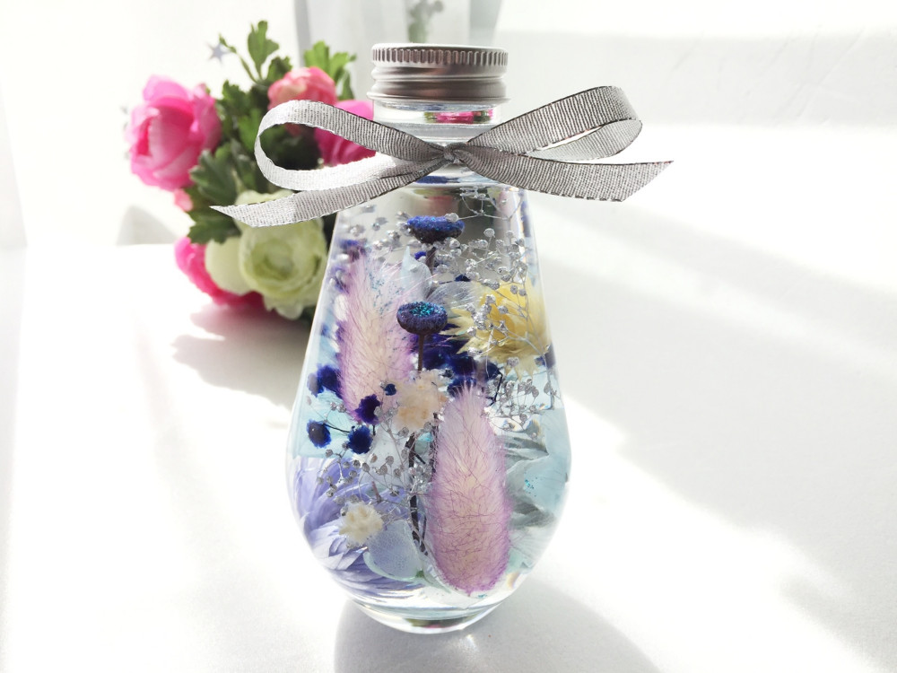 HAND MADE ハーバリウム　仏花　アクアブルー 06e8268adca90a20df89caf10e4052