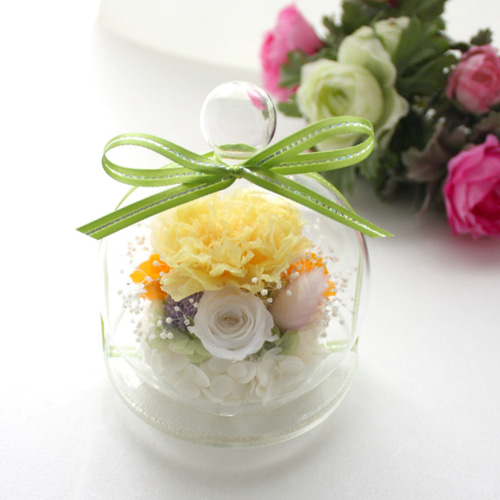 ブリザードフラワー＊ギフト＊プレゼント＊ガラス＊記念日＊イエロー