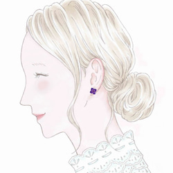 リンクコーデ　初夏の紫陽花　女の子のヘアゴム（4本） ピアスのセット 6枚目の画像