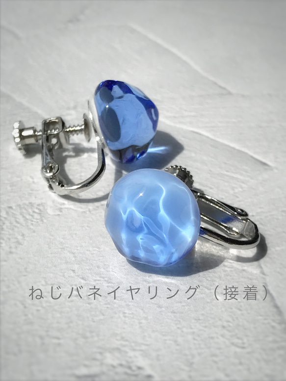 Creema限定！Sea glass ピアス／イヤリング（揺れないタイプ）＊ライトブルー 8枚目の画像