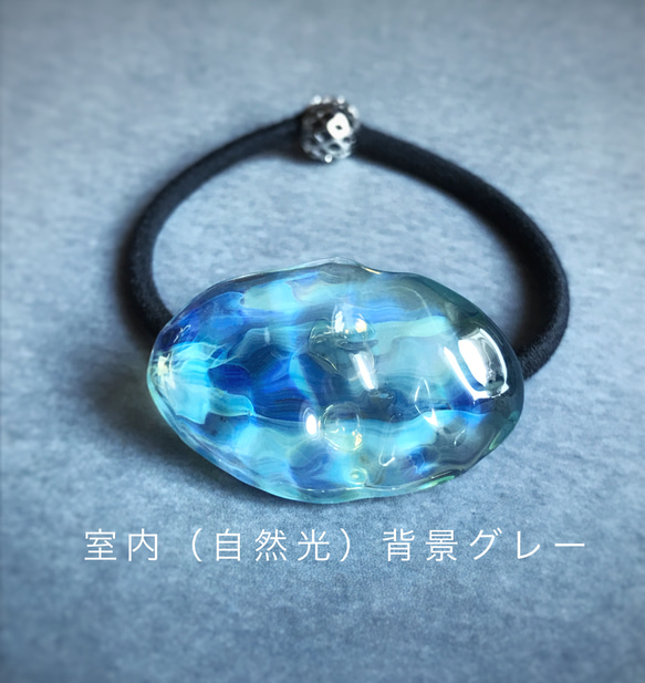 Ｃｒｅｅｍａ限定フォルム！Sea glass 髪ゴム＊ウォータリーブルー 5枚目の画像