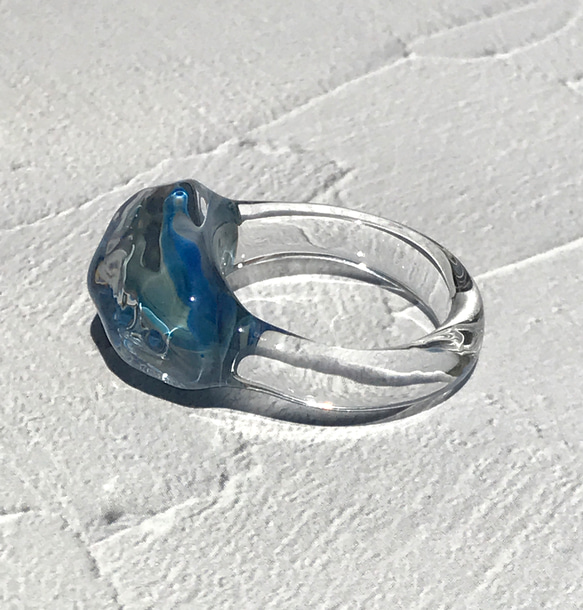 Creema限定！Sea glass ring＊ブルーミックス 5枚目の画像