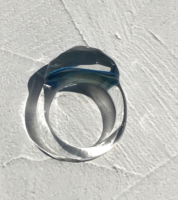 Creema限定！Sea glass ring＊ブルーミックス 6枚目の画像