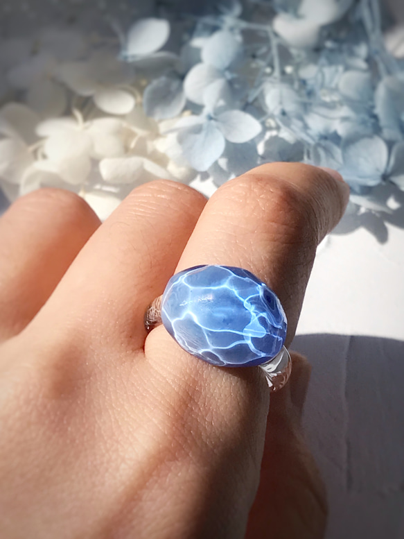 Creema限定！Sea glass ring＊ライトブルー 1枚目の画像