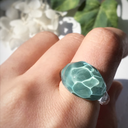 Creema限定！Sea glass ring＊エメラルドグリーン 1枚目の画像