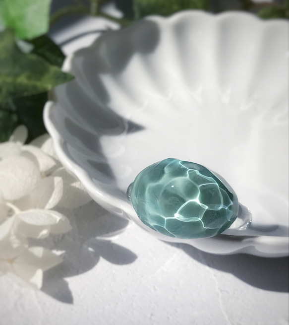 Creema限定！Sea glass ring＊エメラルドグリーン 2枚目の画像