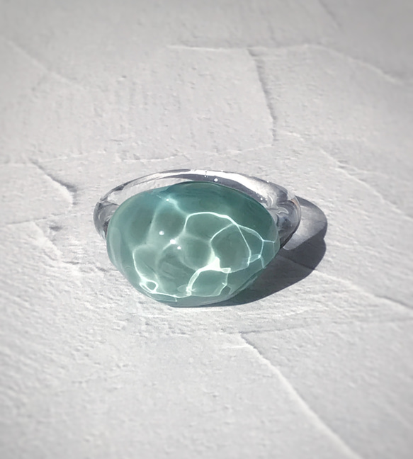 Creema限定！Sea glass ring＊エメラルドグリーン 4枚目の画像