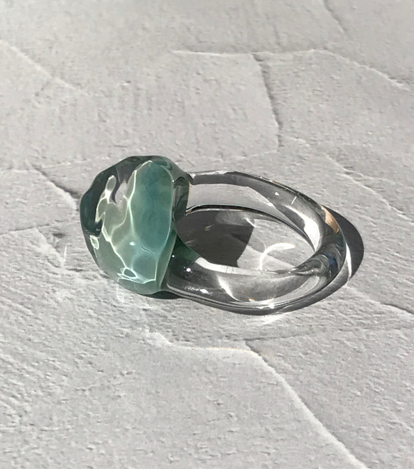 Creema限定！Sea glass ring＊エメラルドグリーン 5枚目の画像