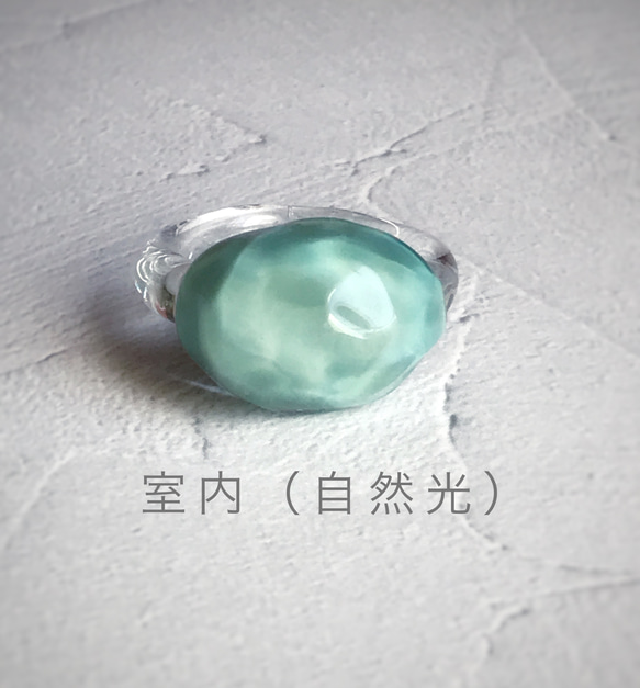 Creema限定！Sea glass ring＊エメラルドグリーン 6枚目の画像