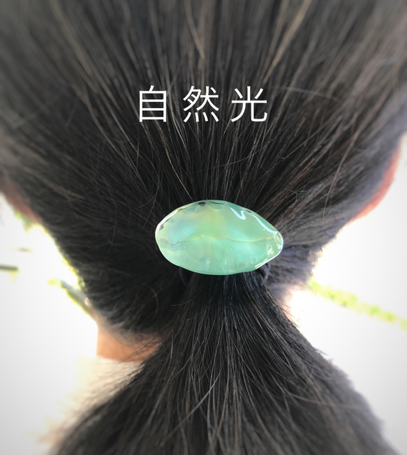 Ｃｒｅｅｍａ限定品フォルム！Sea glass ヘアゴム＊エメラルドグリーン 7枚目の画像