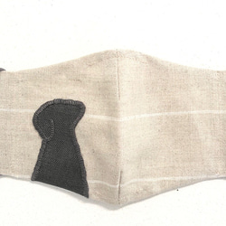 マスク　麻　ラブラドール（きなりストライプ）リネン 4枚目の画像