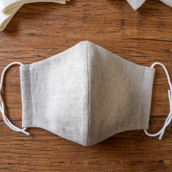 【リネン2枚組／キナリ】天然素材のシンプル立体マスク　大人用ユニセックス無地 3枚目の画像