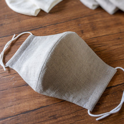 【リネン2枚組／キナリ】天然素材のシンプル立体マスク　大人用ユニセックス無地 4枚目の画像