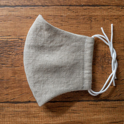 【リネン2枚組／キナリ】天然素材のシンプル立体マスク　大人用ユニセックス無地 5枚目の画像