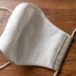 【リネン2枚組／キナリ】天然素材のシンプル立体マスク　大人用ユニセックス無地 6枚目の画像