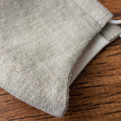 【リネン2枚組／キナリ】天然素材のシンプル立体マスク　大人用ユニセックス無地 7枚目の画像