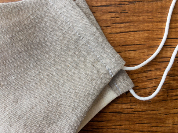 【リネン2枚組／キナリ】天然素材のシンプル立体マスク　大人用ユニセックス無地 8枚目の画像