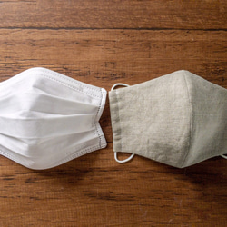 【リネン2枚組／キナリ】天然素材のシンプル立体マスク　大人用ユニセックス無地 9枚目の画像