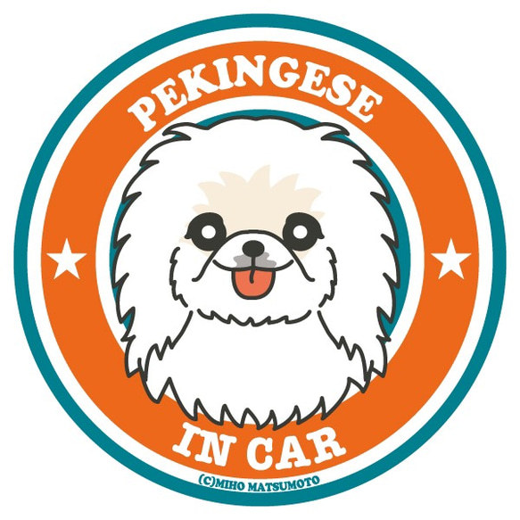 ペキニーズ IN CAR オリジナル犬ステッカー 1枚目の画像