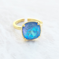 [定做] Square Swarovski Ring Crystal Ocean Delight Blue Glitter 第1張的照片