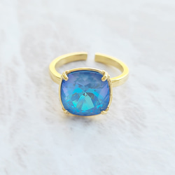 [定做] Square Swarovski Ring Crystal Ocean Delight Blue Glitter 第2張的照片