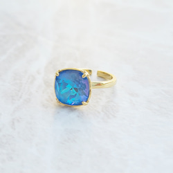 [定做] Square Swarovski Ring Crystal Ocean Delight Blue Glitter 第3張的照片