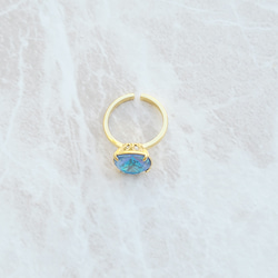 [定做] Square Swarovski Ring Crystal Ocean Delight Blue Glitter 第4張的照片
