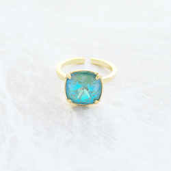 [定做] Square Swarovski Ring Crystal Silky Sage Delight Blue Glitt 第2張的照片