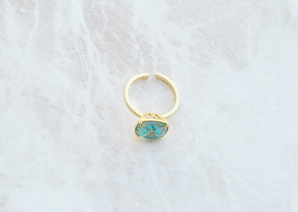 [定做] Square Swarovski Ring Crystal Silky Sage Delight Blue Glitt 第4張的照片