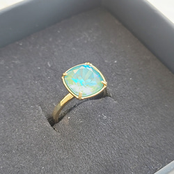 [定做] Square Swarovski Ring Crystal Silky Sage Delight Blue Glitt 第5張的照片