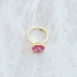 [定做] Square Swarovski Ring Crystal Royal Red Delight Red Glitter 第4張的照片