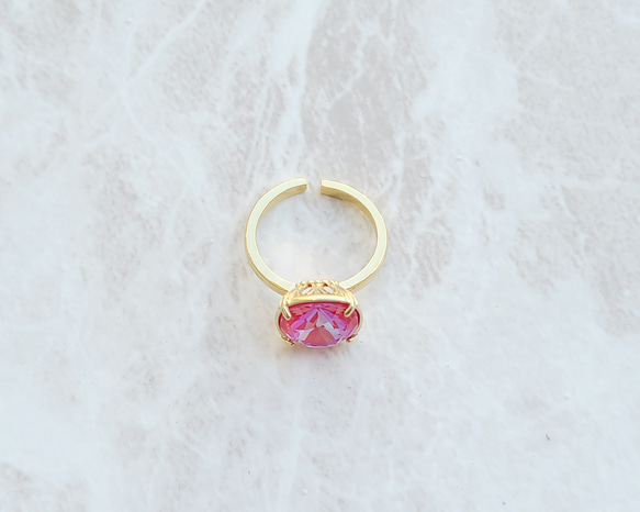 [定做] Square Swarovski Ring Crystal Royal Red Delight Red Glitter 第4張的照片