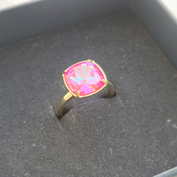 [定做] Square Swarovski Ring Crystal Royal Red Delight Red Glitter 第5張的照片