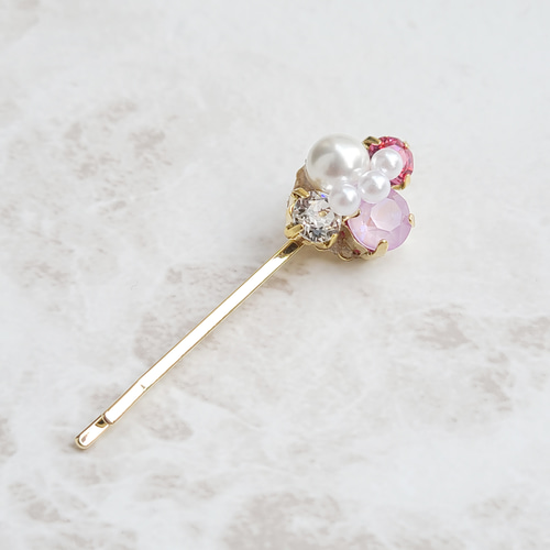 本物紫陽花❤️スワロ使用♪シルバーリングのキラキラヘアピン❤️ ピアス レディース ピンクゴールド 花 フラワー スワロフスキ