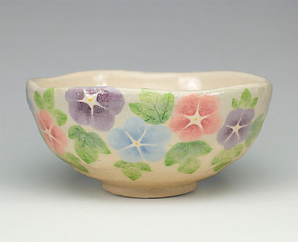 お抹茶茶碗 朝顔 松古窯抹茶茶碗「朝顔繪」