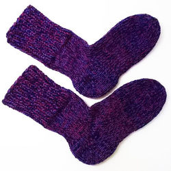 厚手の手編み靴下　23.5～24㎝くらいの方用です　ウール100％　毛糸を約200グラム使用した分厚い靴下です　⑱ 1枚目の画像