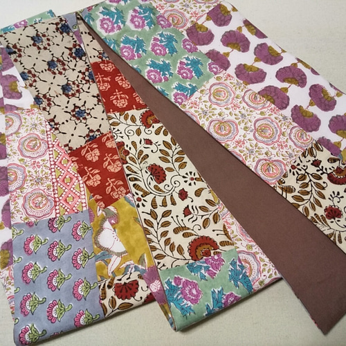 新作】ハンドメイド パッチワーク半幅帯 ゆれ 22