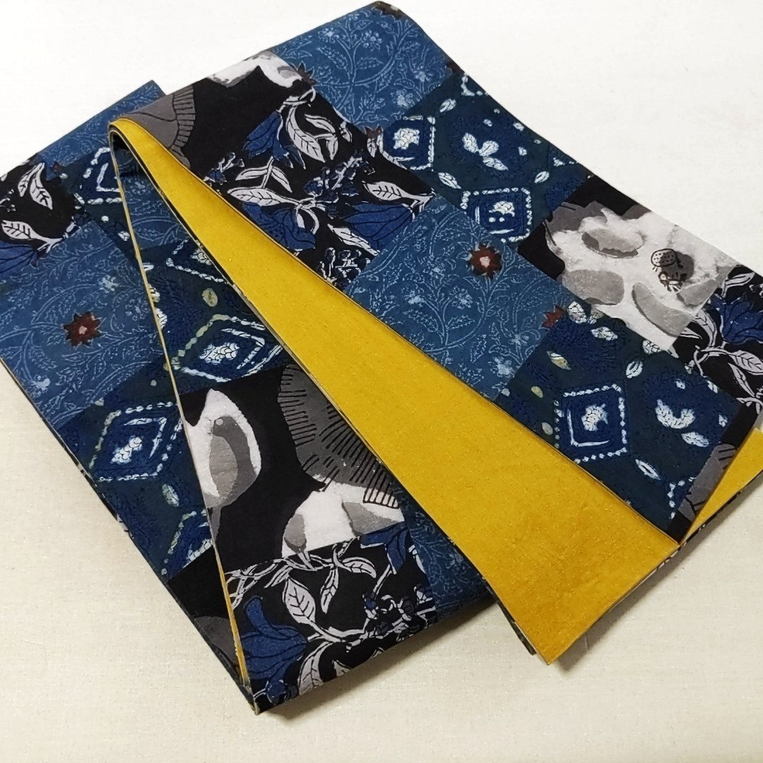 25 【新作】ハンドメイド　パッチワーク半幅帯