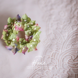 紫陽花のリースブローチ　Green 3枚目の画像