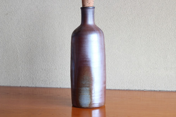 備前焼のボトル、花瓶 2枚目の画像