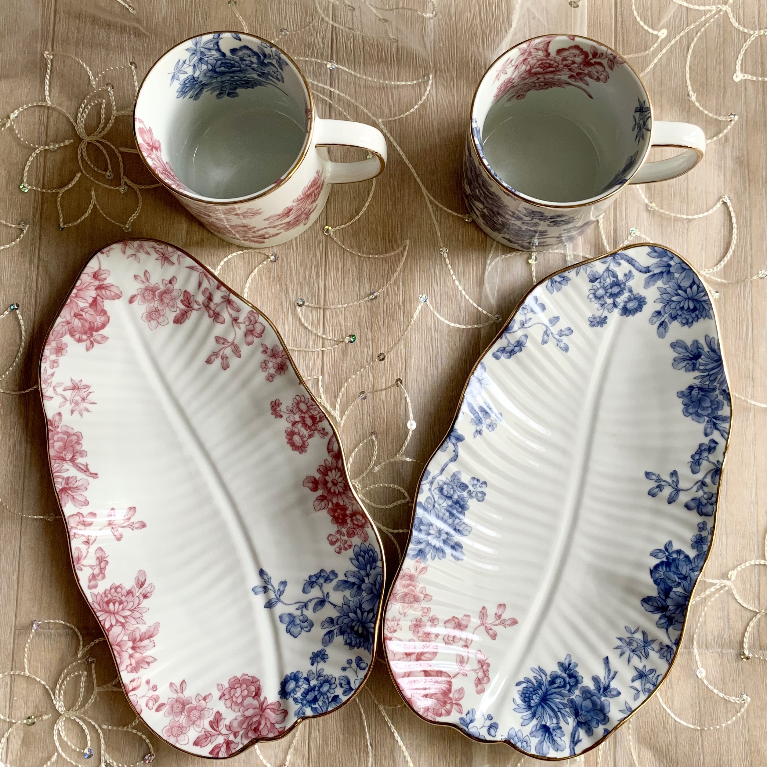 25.5cmバナナプレートとマグカップのペアモーニングセット