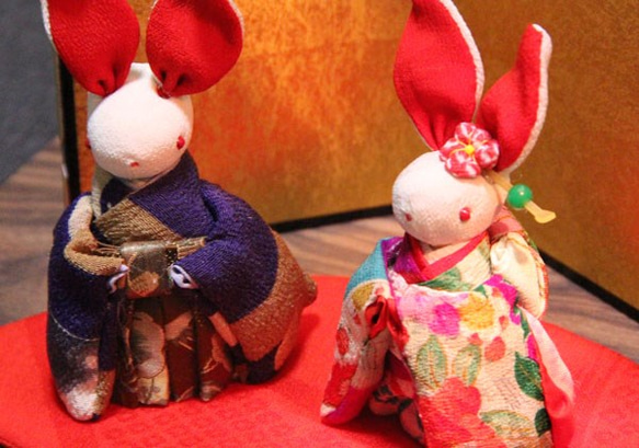 うさぎ雛（人形付きオリジナルぼーるランプ飾り） 3枚目の画像