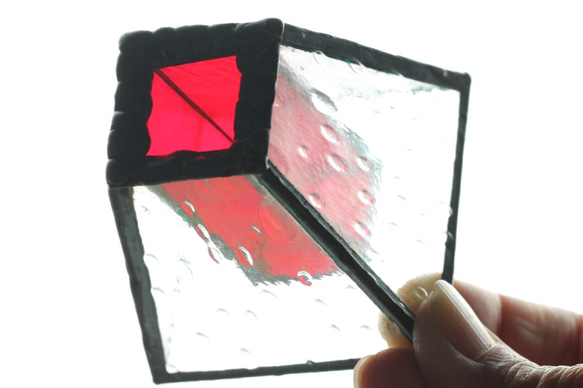 ステンドグラスの一輪挿し（赤） 2枚目の画像