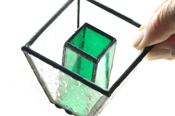 ステンドグラスの一輪挿し（緑） 3枚目の画像