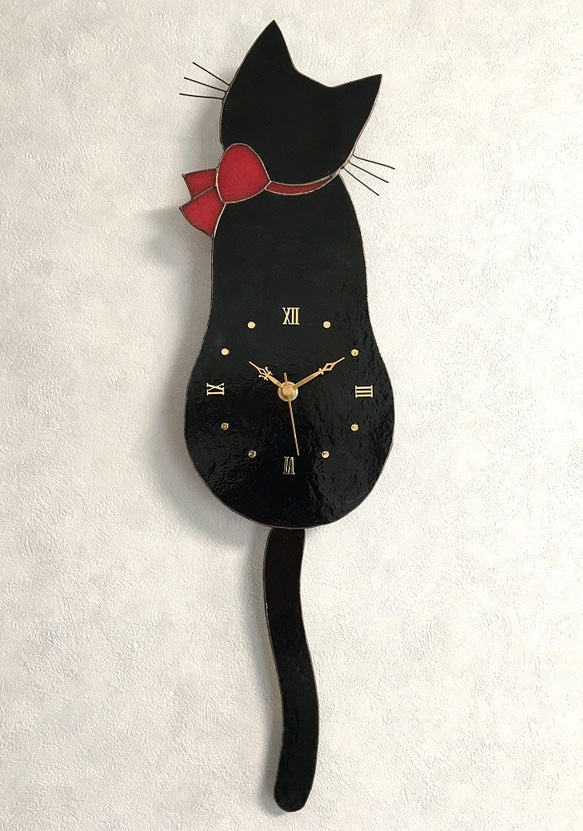 ネコ時計（黒猫） 2枚目の画像