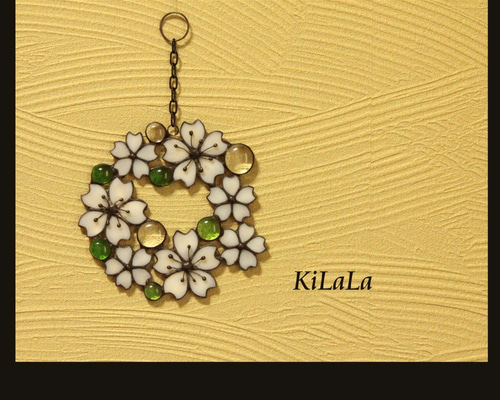 バラのステンドグラス リース ♦︎ クリア ステンドグラス風装飾ガラス